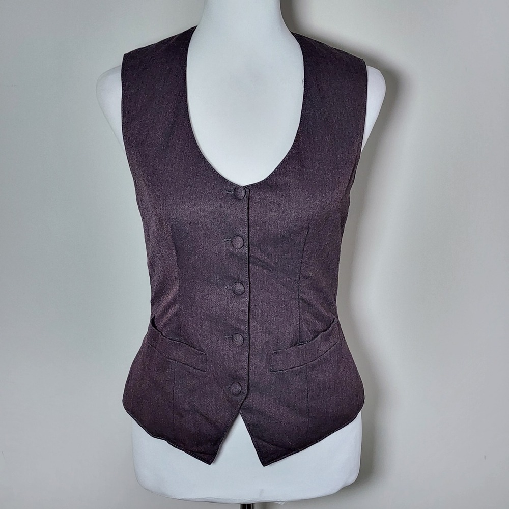 Vest Womens Small Aubergine Brown Waistcoat Steampunk Victorian Academia Preppy